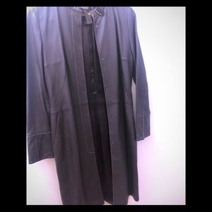 Leather long jacket from Mango.